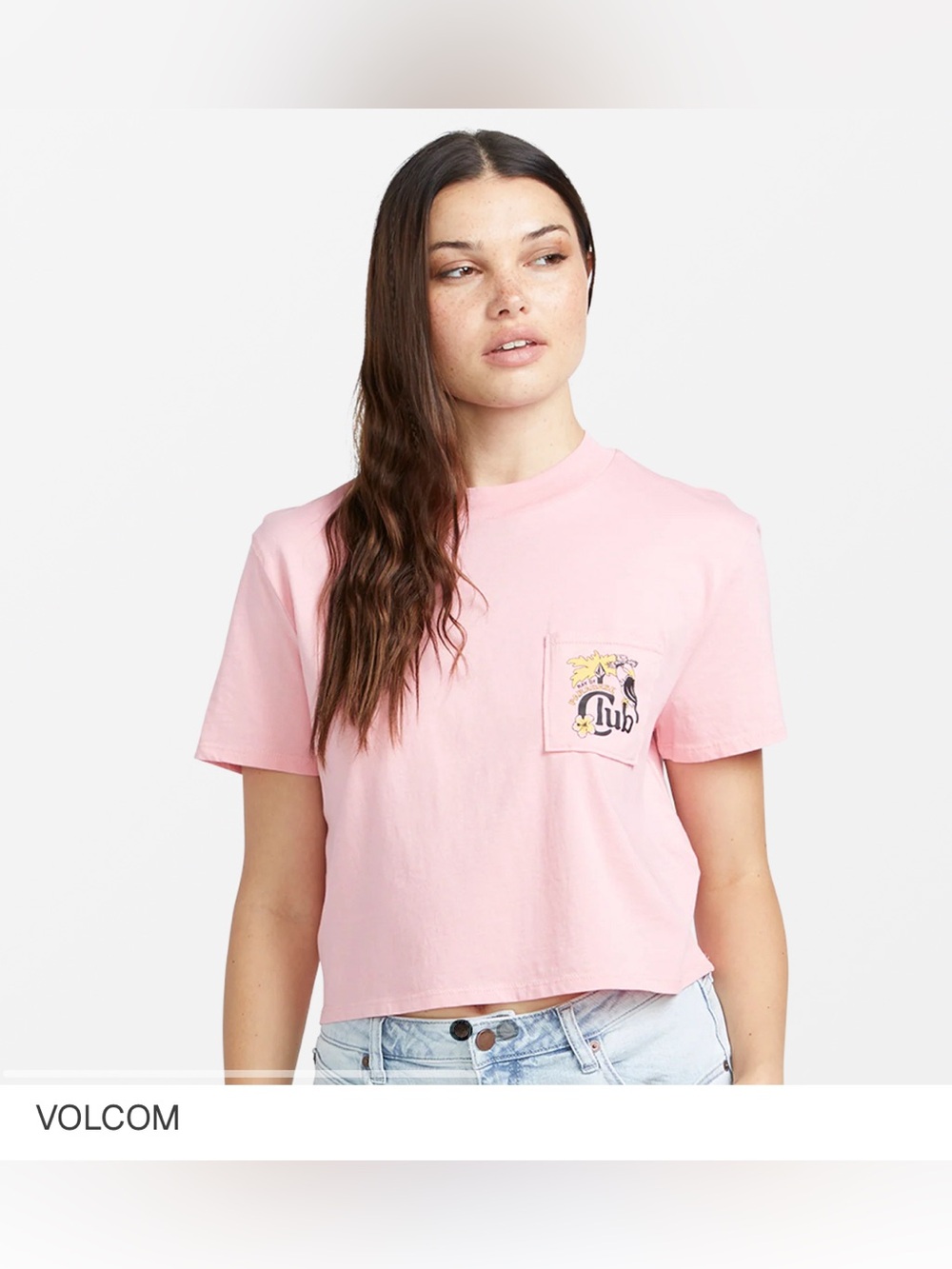 Volcom Pink Crop Top with Pocket